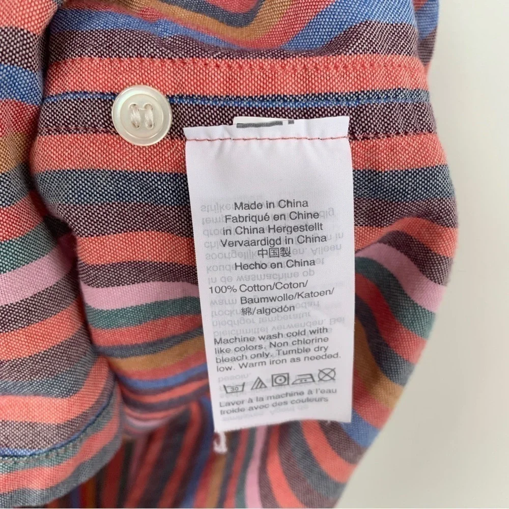 J. Crew 100% Cotton‎ Multicolor Striped Button Down Shirt Size M